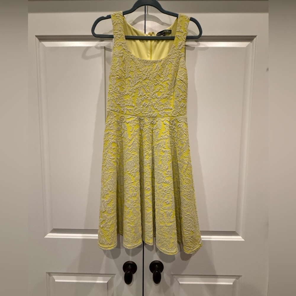 Yellow Textured Sleeveless Dress